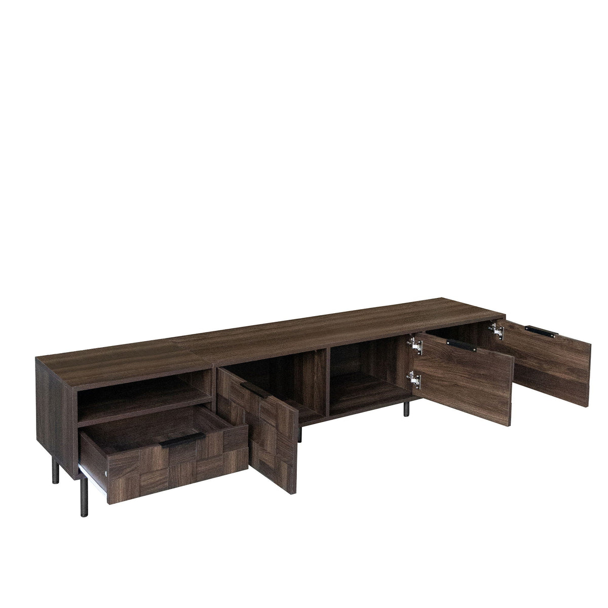 78" TV Stand With Storage Cabinets For Living Room - Walnut