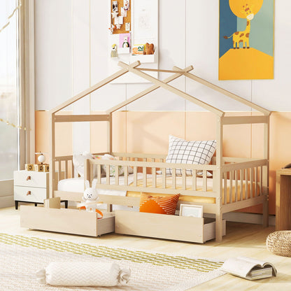 House Bed With 2 Drawers