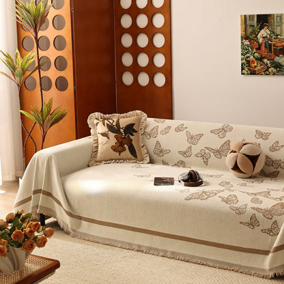 Butterfly Jacquard Soft Couch Blankets Cover for Couch Reversible Modern Sofa Slipcover Throw Covers