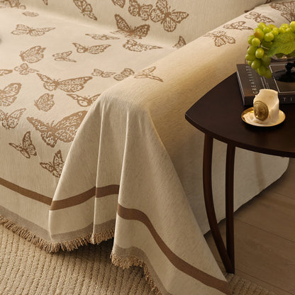 Butterfly Jacquard Soft Couch Blankets Cover for Couch Reversible Modern Sofa Slipcover Throw Covers