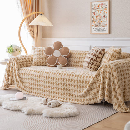Luxury Plush Universal Couch Cover Blanket, Washable Couch Protector Houndstooth Sofa Covers