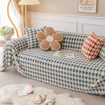 Luxury Plush Universal Couch Cover Blanket, Washable Couch Protector Houndstooth Sofa Covers