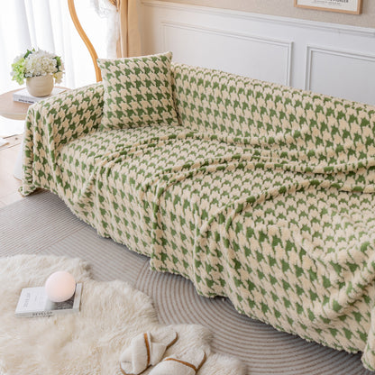 Luxury Plush Universal Couch Cover Blanket, Washable Couch Protector Houndstooth Sofa Covers