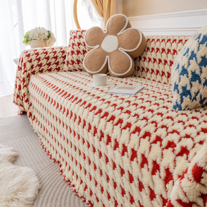 Luxury Plush Universal Couch Cover Blanket, Washable Couch Protector Houndstooth Sofa Covers