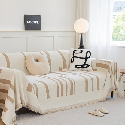 Soft Cozy Chenille Throw Cover for Couch with Tassel Accents, Dustproof Soft Throws for Sofa