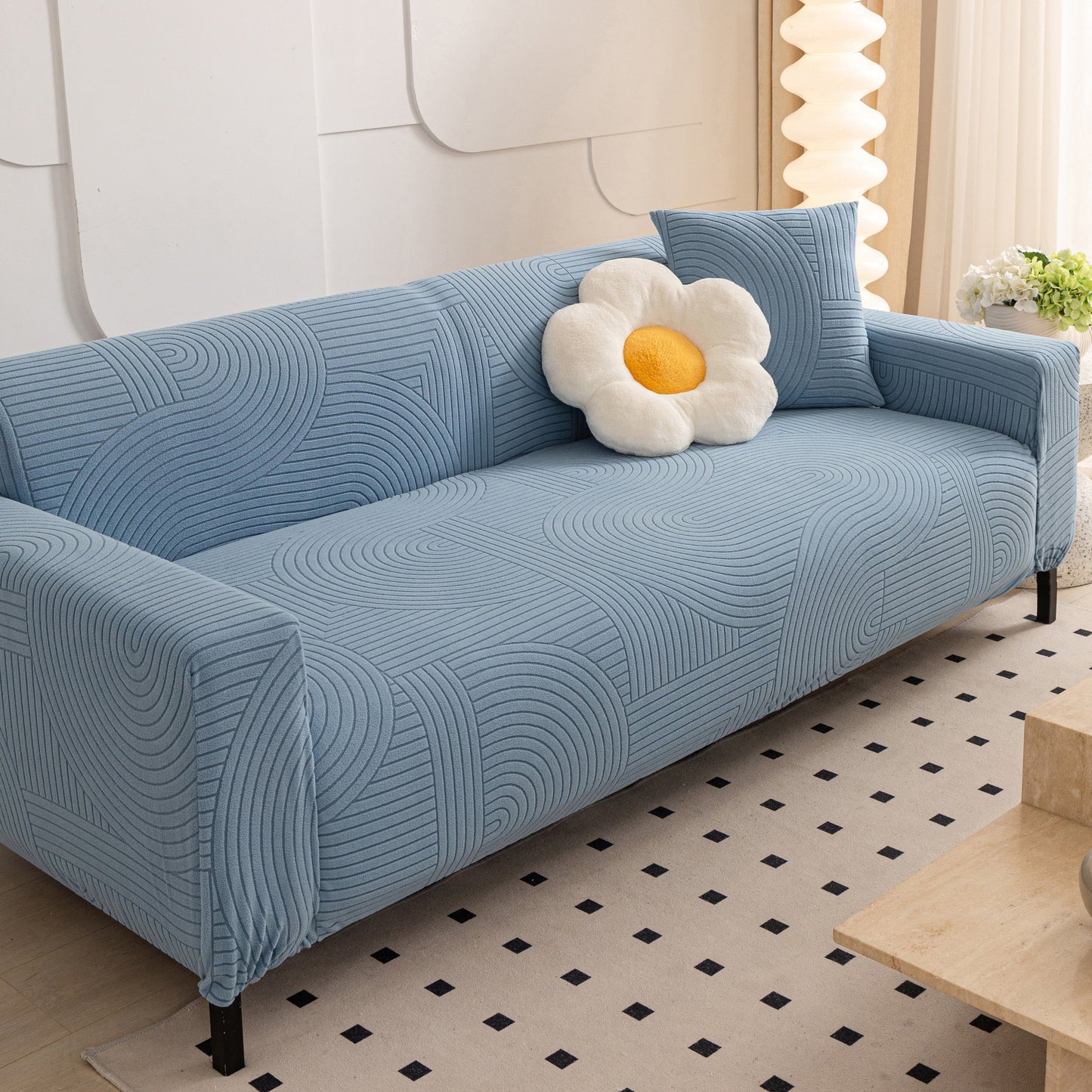Fleece Stretch Sofa Slipcover Washable Soft Spandex Couch Cover Furniture Protector