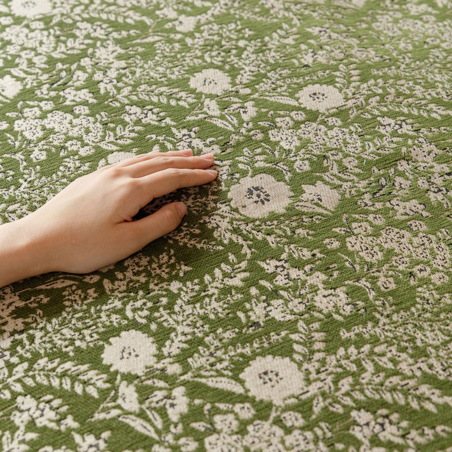French Country Floral Sofa Cover with Chiffon Ruffle Skirt, Vintage Sofa Throw Cover