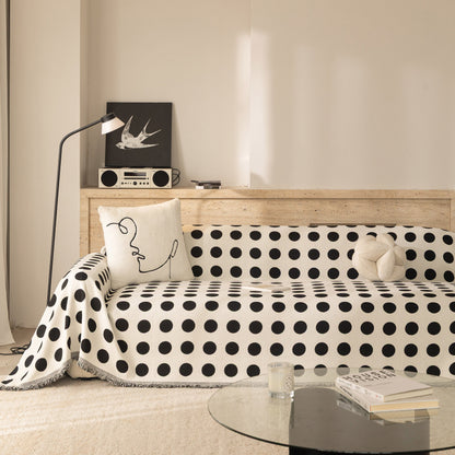 Chenille Polka Dot Sofa Cover Throw, Soft Thick Couch Cover Blanket Furniture Covers