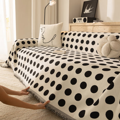 Chenille Polka Dot Sofa Cover Throw, Soft Thick Couch Cover Blanket Furniture Covers