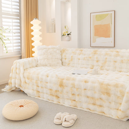 Thick Faux Fur Couch Cover Fluffy Fuzzy Warm Washable Furniture Protector for Kids Pets