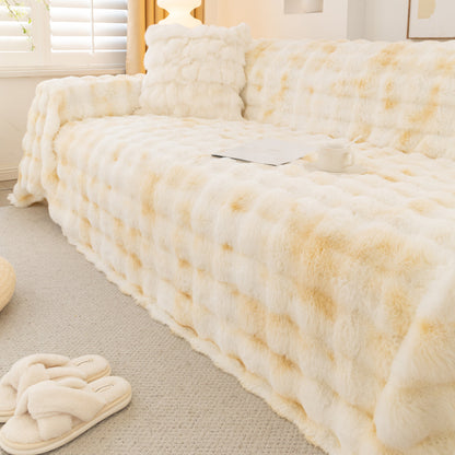 Thick Faux Fur Couch Cover Fluffy Fuzzy Warm Washable Furniture Protector for Kids Pets