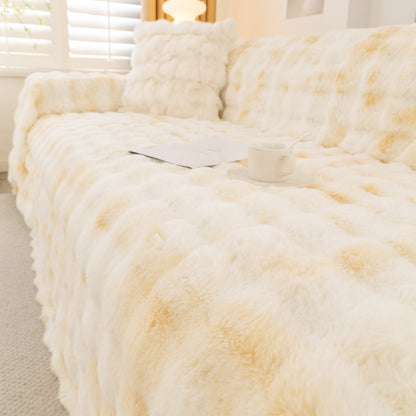 Thick Faux Fur Couch Cover Fluffy Fuzzy Warm Washable Furniture Protector for Kids Pets