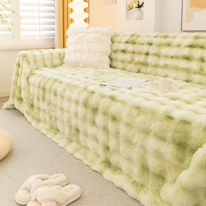 Thick Faux Fur Couch Cover Fluffy Fuzzy Warm Washable Furniture Protector for Kids Pets