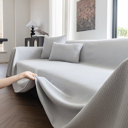 Herringbone Textured Sofa Throw Blanket, Durable Pet Friendly Modern Couch Slipcover