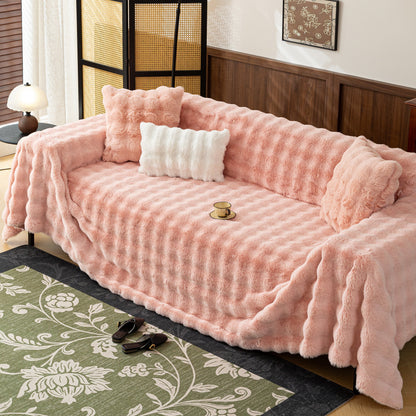 Thick Faux Fur Sofa Cover Fluffy Plush Warm Sofa Slipcover Furniture Protector for Couch Bed