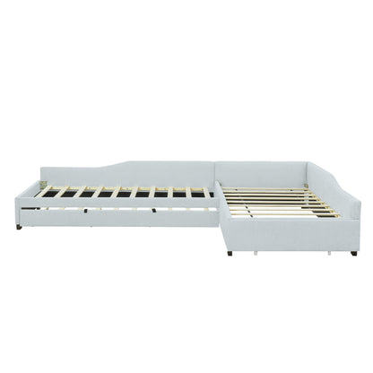 Upholstered Double Daybed With Trundle And Drawer
