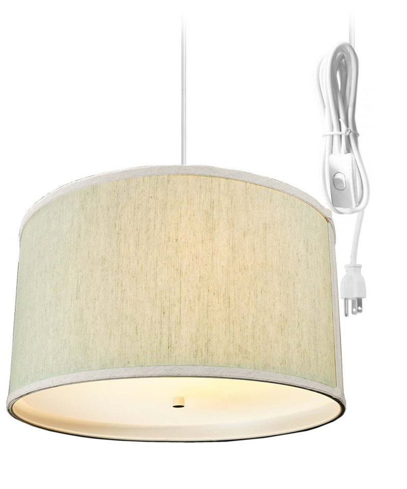 16"W 2 Light Swag Plug-In Pendant Textured Oatmeal with Diffuser White Cord