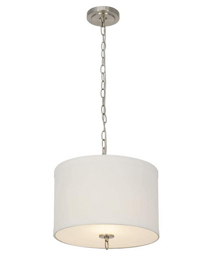 14"W Light Pendant Brushed Nickel Finish with Oatmeal Linen Shade