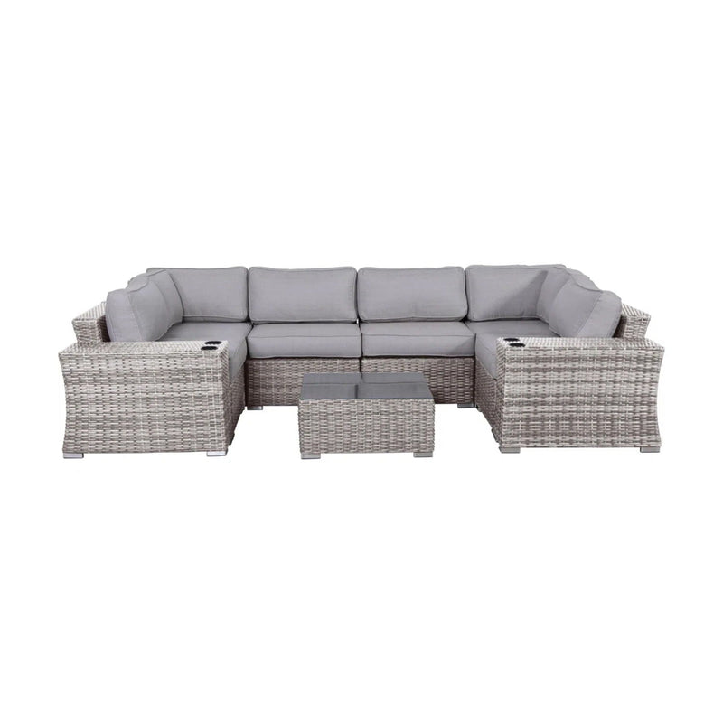 4 Person Patio Seating Set With Cushions, All Weather - Gray