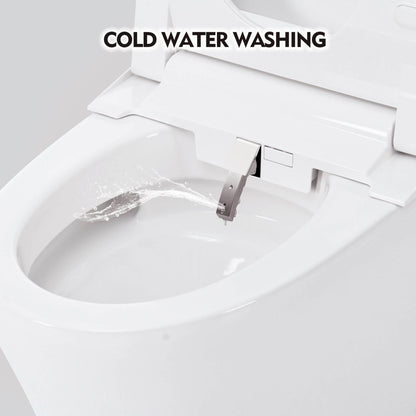Nuvia 1/1.28 GPF Smart Compact Dual Flush Tankless Toilet Bidet Combo With Self-Cleaning Nozzle And Foot Sensor Flush (SAK58021)