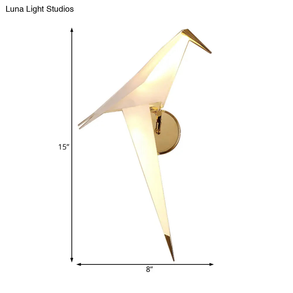 DecorBites™ 1/2-Light Dining Room Sconce with Birdie Plastic Shade: Modernist White Wall Lamp in Warm/White Light