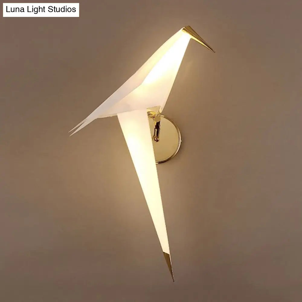 DecorBites™ 1/2-Light Dining Room Sconce with Birdie Plastic Shade: Modernist White Wall Lamp in Warm/White Light