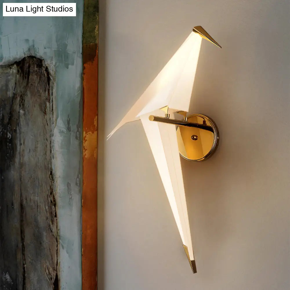 DecorBites™ 1/2-Light Dining Room Sconce with Birdie Plastic Shade: Modernist White Wall Lamp in Warm/White Light