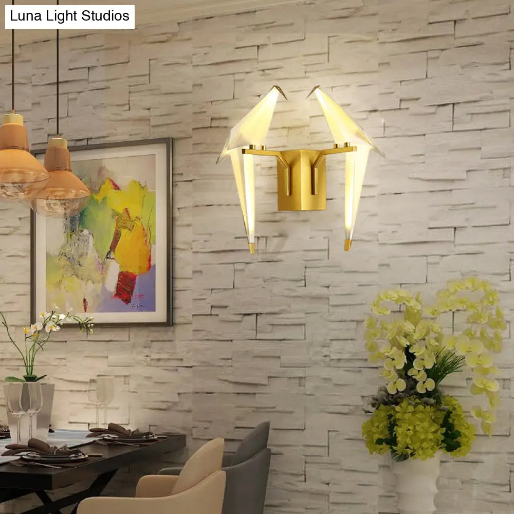 DecorBites™ 1/2-Light Dining Room Sconce with Birdie Plastic Shade: Modernist White Wall Lamp in Warm/White Light
