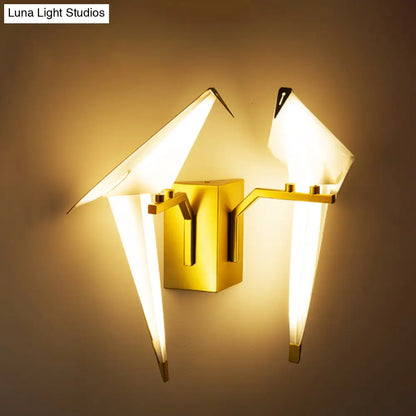 DecorBites™ 1/2-Light Dining Room Sconce with Birdie Plastic Shade: Modernist White Wall Lamp in Warm/White Light