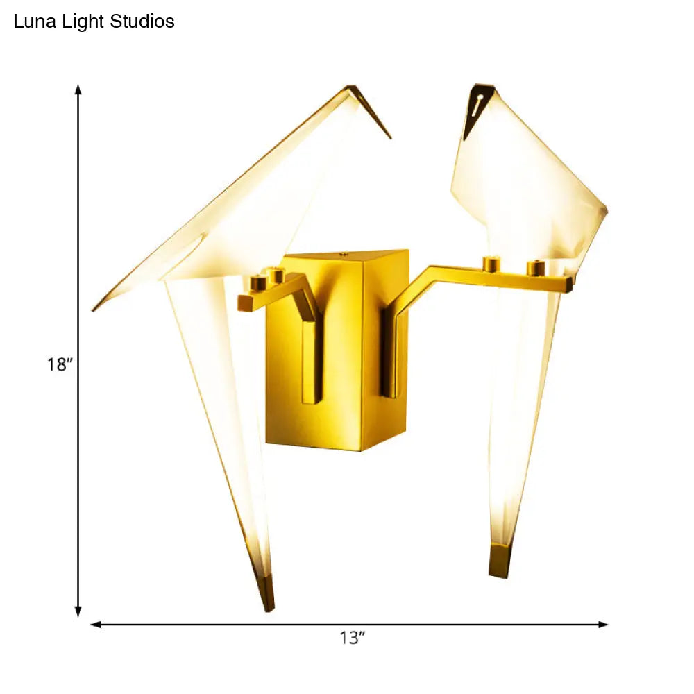 DecorBites™ 1/2-Light Dining Room Sconce with Birdie Plastic Shade: Modernist White Wall Lamp in Warm/White Light