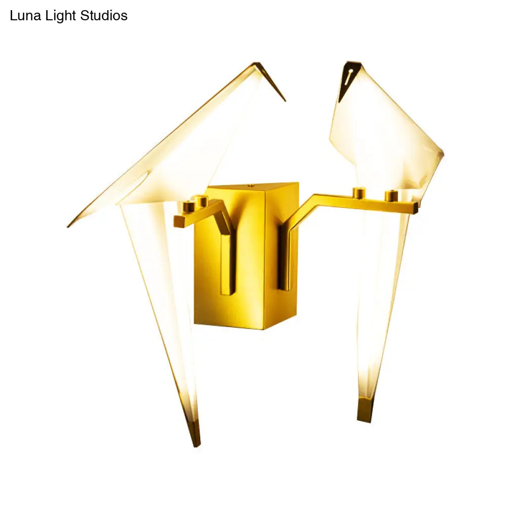 DecorBites™ 1/2-Light Dining Room Sconce with Birdie Plastic Shade: Modernist White Wall Lamp in Warm/White Light