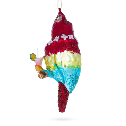 Parrot with Drink Glass Christmas Ornament