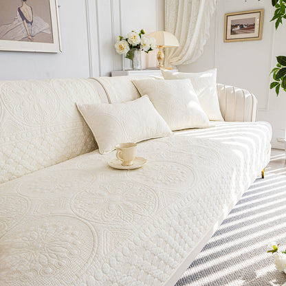 Cotton Quilted Sofa Cover, Non-Slip Couch Protector Fits Backrest, Seat & Armrest