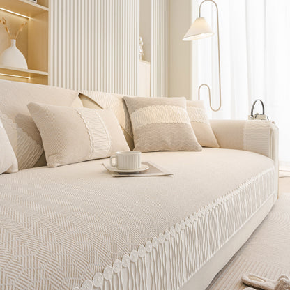 Herringbone Sofa Protector Cover, Non-Slip Couch Cover for Seat, Back & Arms