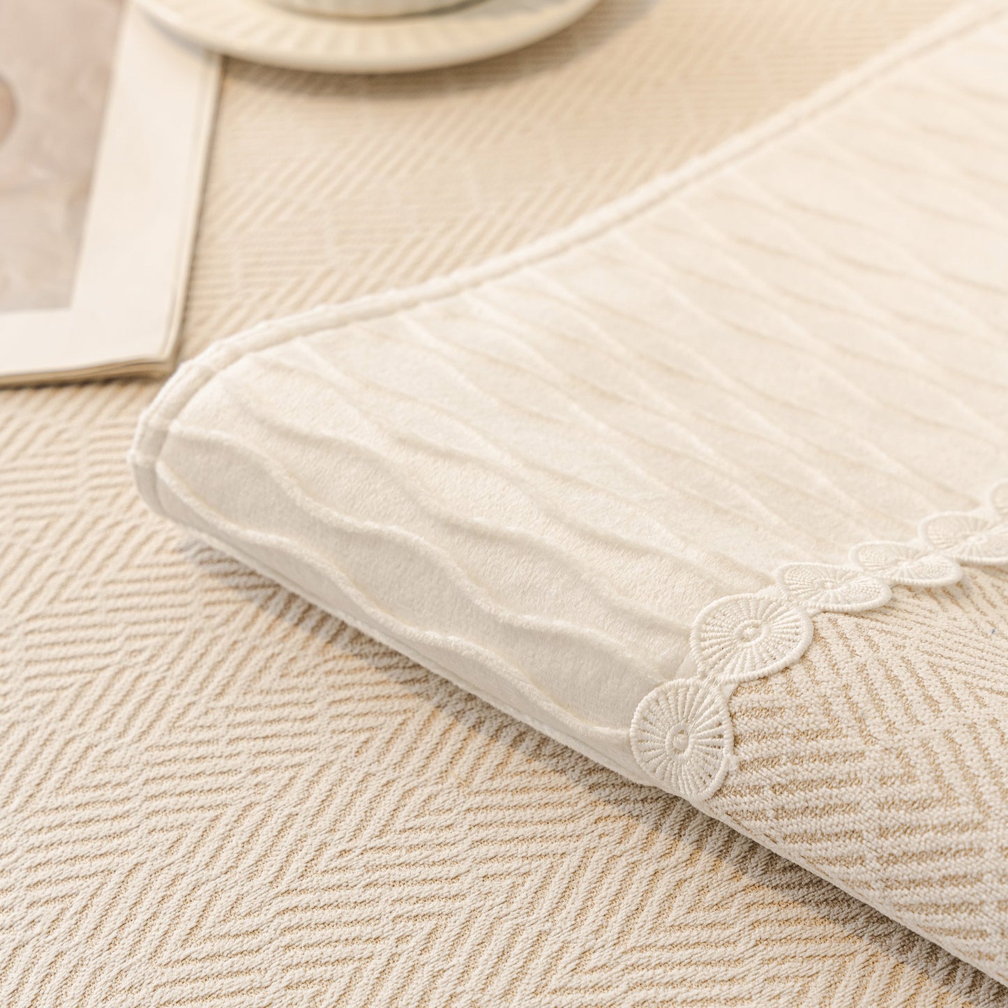 Herringbone Sofa Protector Cover, Non-Slip Couch Cover for Seat, Back & Arms