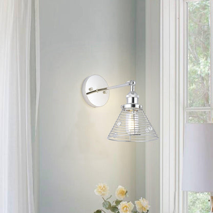 1-Light Modern Silver Wall Scone Light