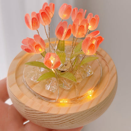 DecorBites™ 10/20Pcs Tulip Night Light Battery Operated Tulip Flower Table Lamp DIY Simulation Tulip LED Nightlight Handmade Bedside Light