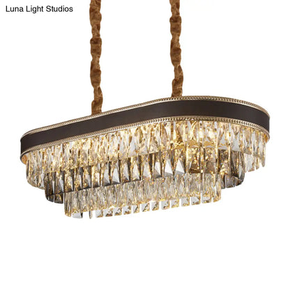 DecorBites™ 10-Light Ellipse Island Pendant with Crystal Rectangle Down Lighting in Black