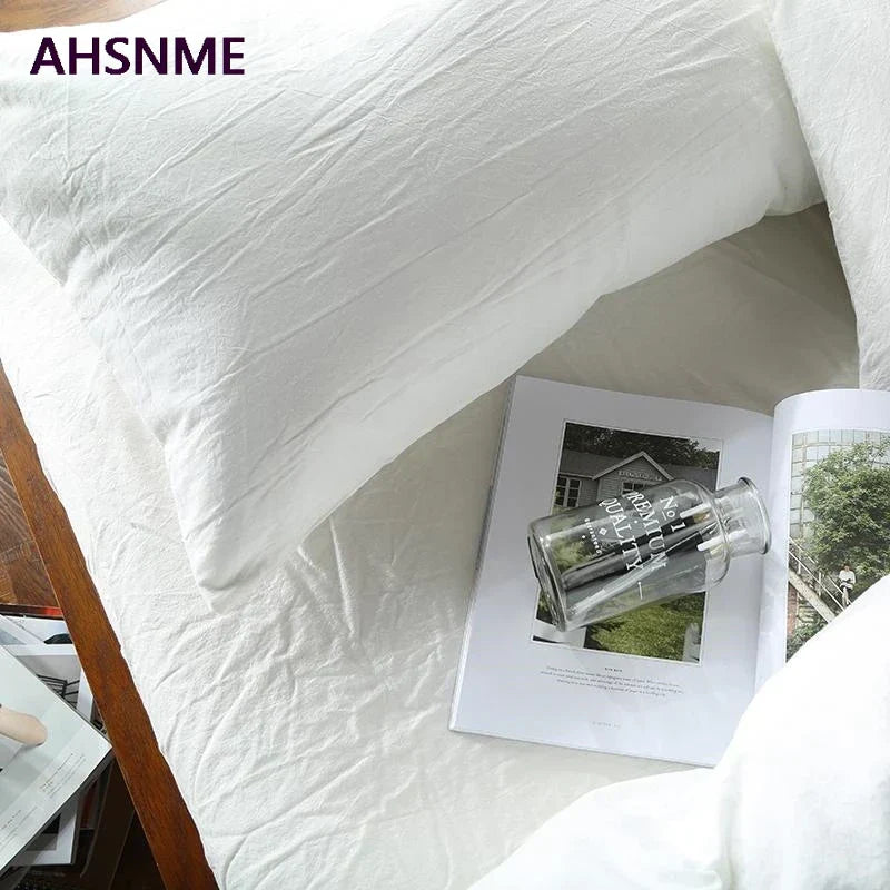 DecorBites™ 100% Cotton White Duvet Cover Set
