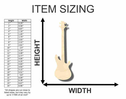 Unfinished Wood Bass Guitar Shape - Craft - Music - up to 46" DIY