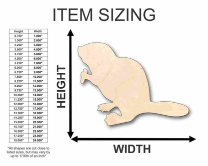 Unfinished Wood Beaver Shape - Animal - Craft - up to 46" DIY