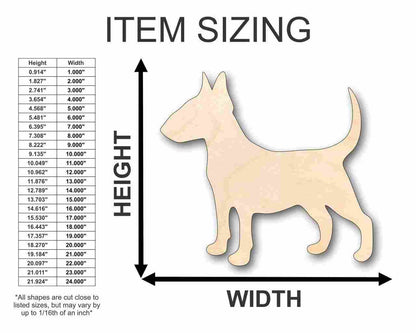 Unfinished Wood Bull Terrier Dog Shape - Animal - Pet - Craft - up to 46" DIY