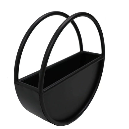 Floating Half Moon Metal Wall Planter – Onyx Black 35cm