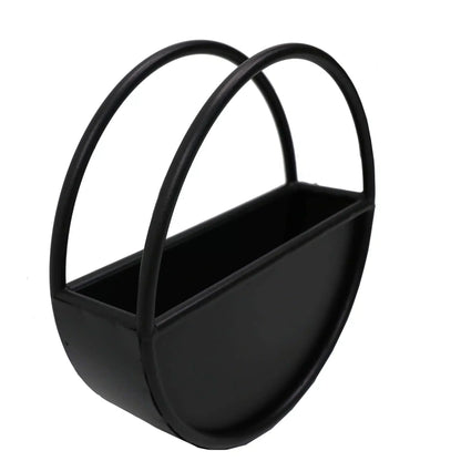 Floating Half Moon Metal Wall Planter – Onyx Black 45cm