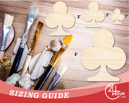 Unfinished Wood Club Shape | DIY Playing Cards Craft Cutout | Up to 36"