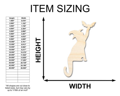 Unfinished Wood Cat and Bat Shape | Halloween | Craft Cutout | up to 46" DIY
