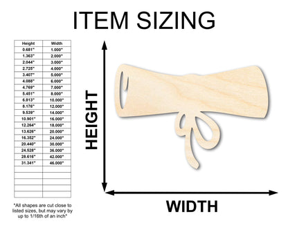 Unfinished Wood Diploma Shape - Graduation Craft - up to 46" DIY