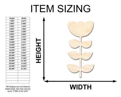 Unfinished Wood Folk Tulip Shape - Flower Craft - up to 46" DIY