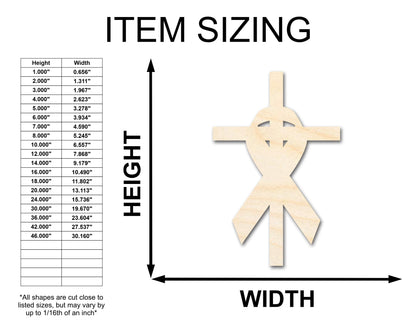 Unfinished Wood Cross and Ribbon Silhouette Shape - Craft - up to 46"