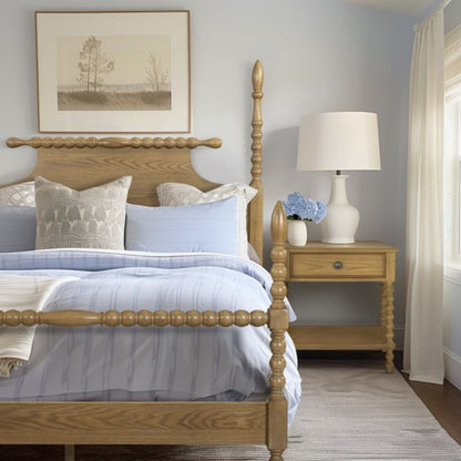 Traditional Durable Nightstand Table With Drawer And Shelf